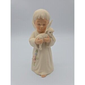 HOMCO Messiah's Messengers Angel Holding Lamb 1998 Figurine Religious